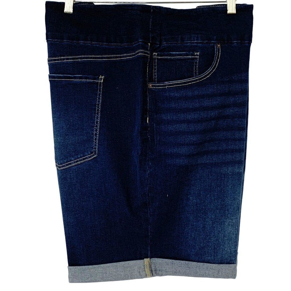 New Womens Terra & Sky 4X Plus Pull On Shorts Denim Extreme Dark Burmuda 4010